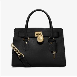 MICHAEL Michael Kors Hamilton Medium Saffiano Leather Satchel Black